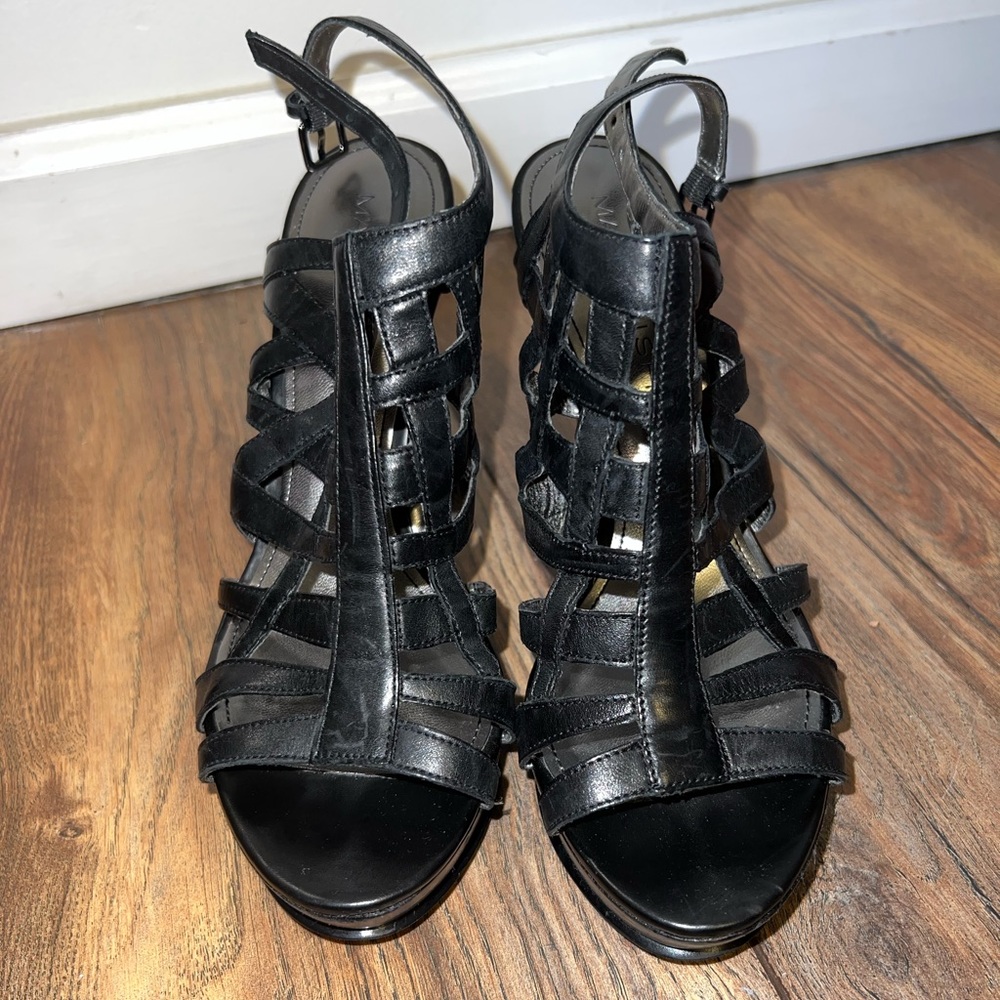 Marc Fisher Mfbongo Black Leather Open Toe Platfo… - image 3